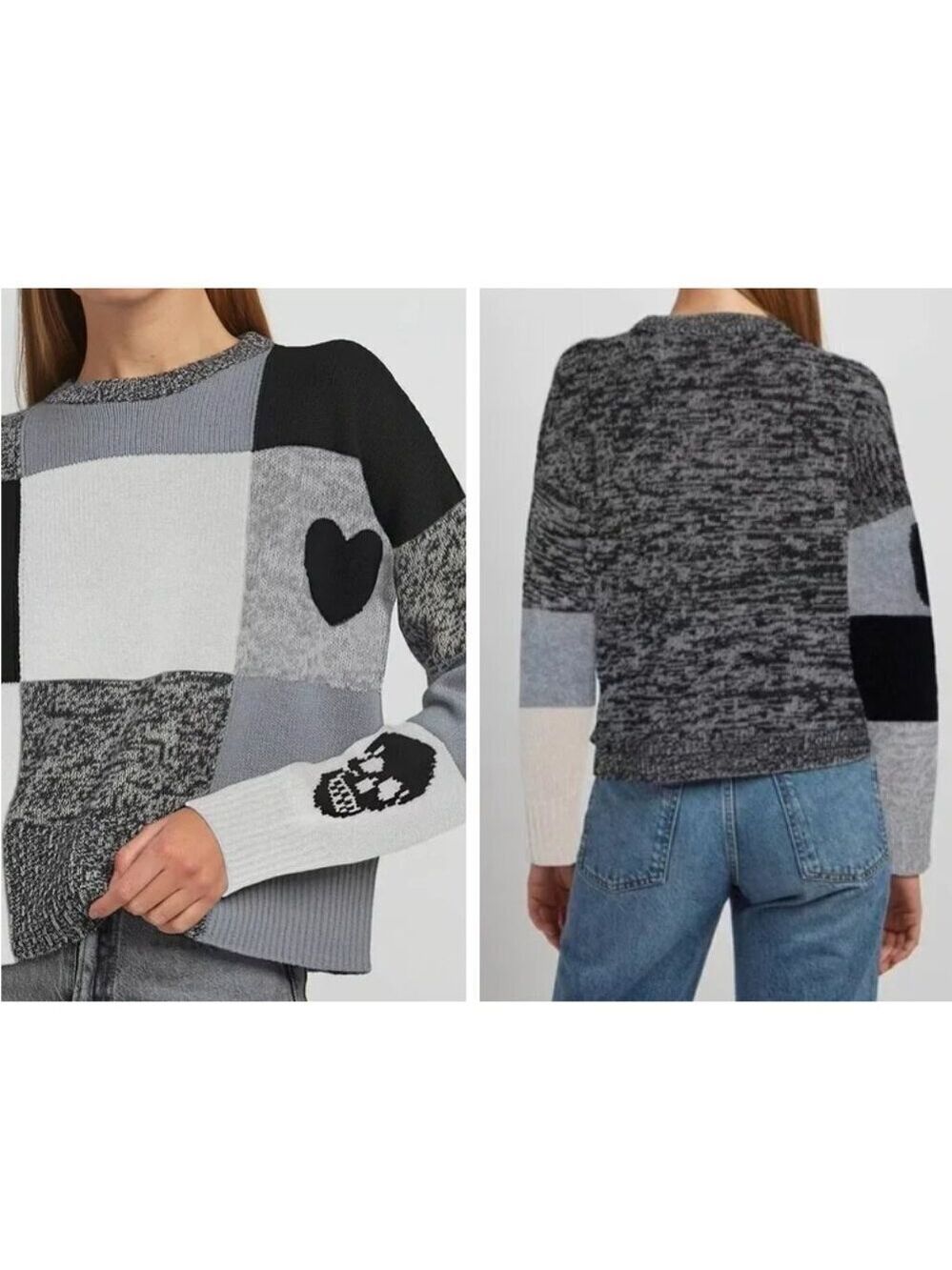 360 Cashmere | Freydis Skull Cashmere Crew In Grey